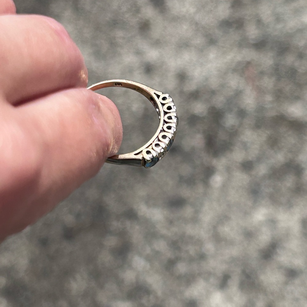 9k gold ring with diamonds and blue topaz - Picture 4 of 7